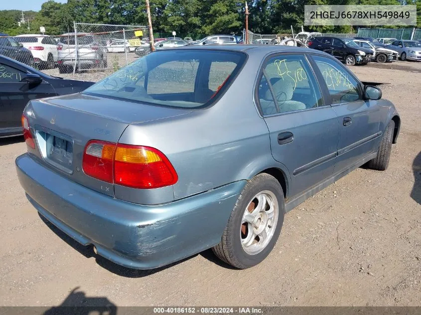 1999 Honda Civic Lx VIN: 2HGEJ6678XH549849 Lot: 40186152