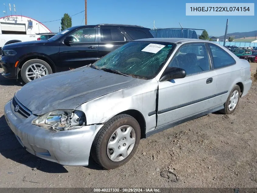 1999 Honda Civic Hx VIN: 1HGEJ7122XL074154 Lot: 40227330