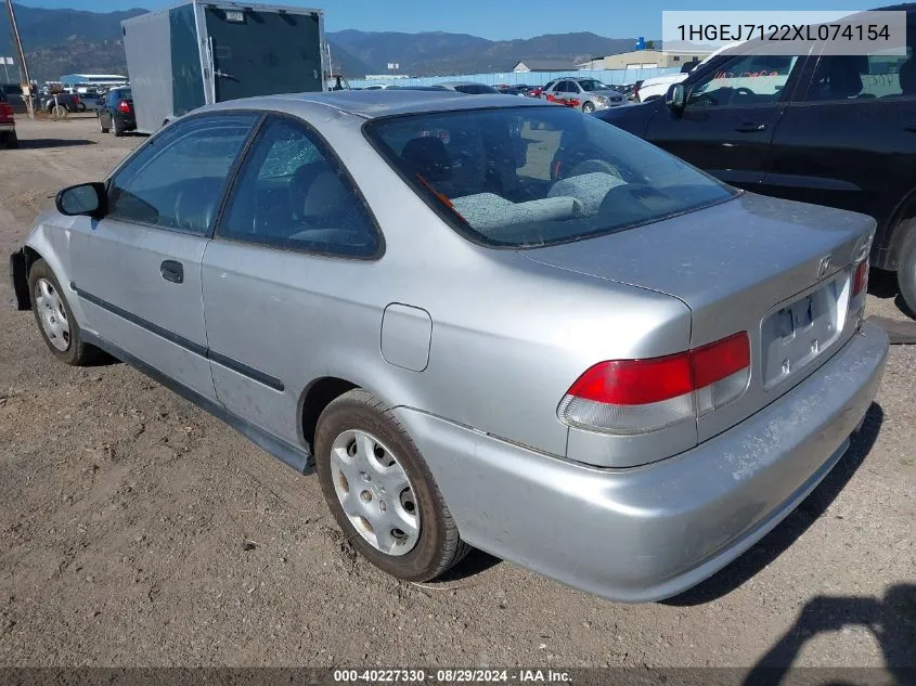 1999 Honda Civic Hx VIN: 1HGEJ7122XL074154 Lot: 40227330