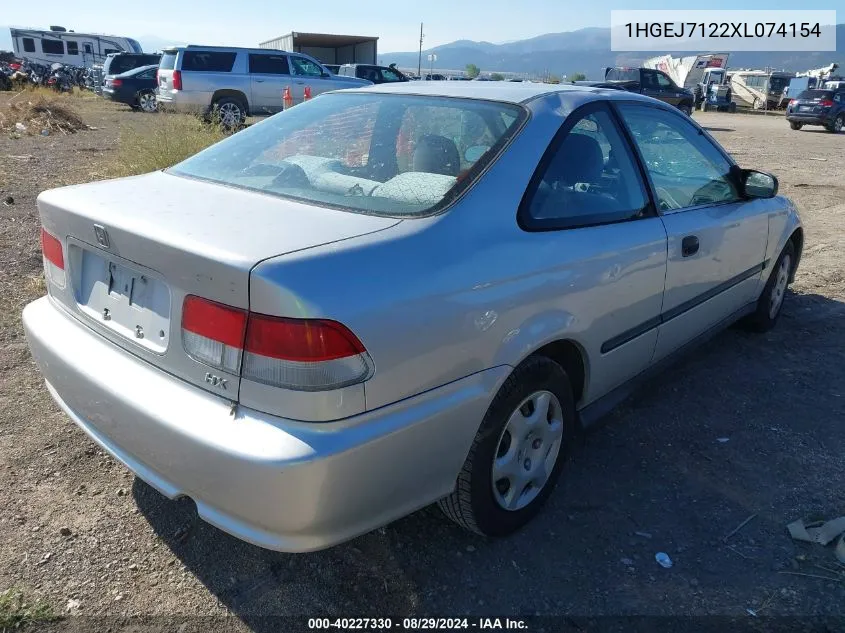 1999 Honda Civic Hx VIN: 1HGEJ7122XL074154 Lot: 40227330