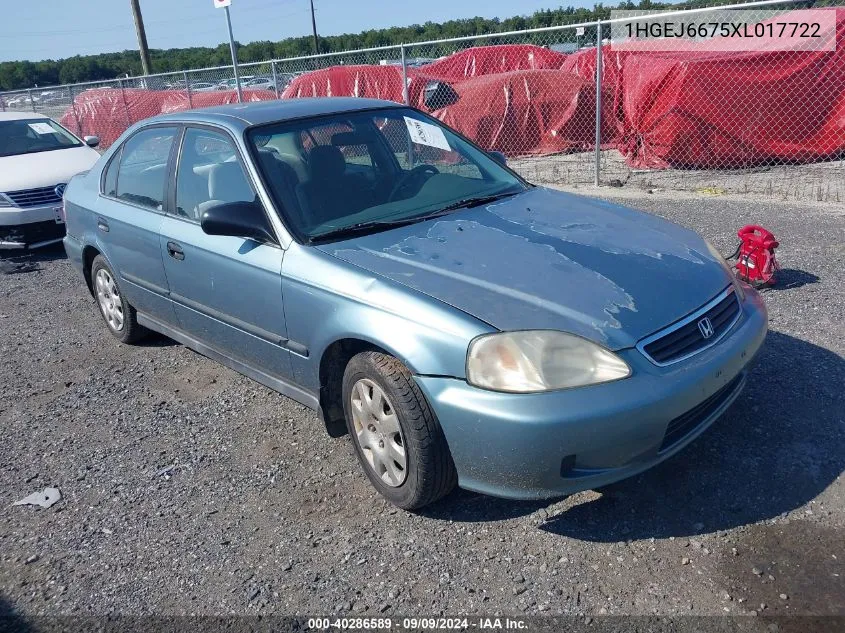 1999 Honda Civic Lx VIN: 1HGEJ6675XL017722 Lot: 40286589