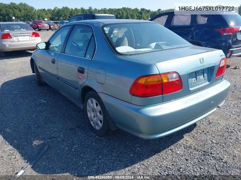 1999 Honda Civic Lx VIN: 1HGEJ6675XL017722 Lot: 40286589