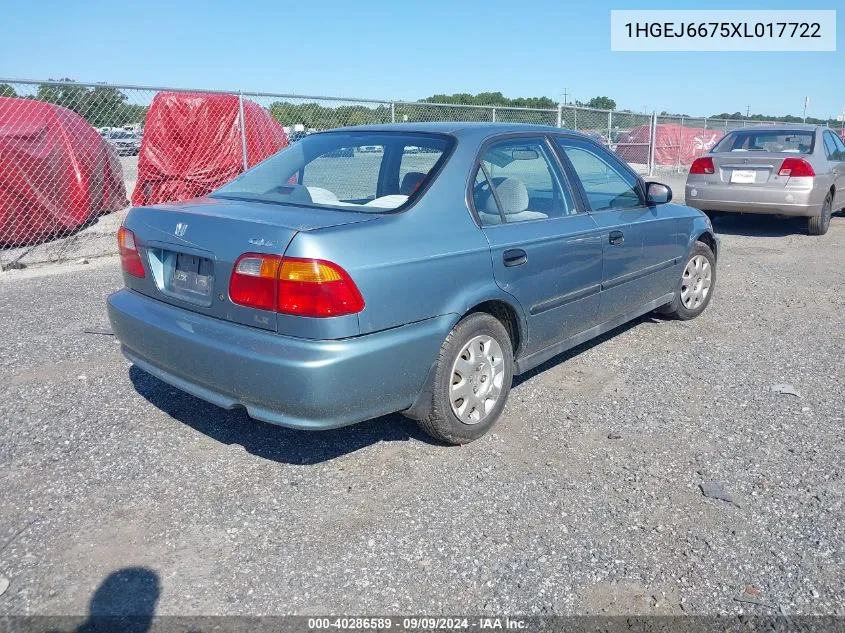 1999 Honda Civic Lx VIN: 1HGEJ6675XL017722 Lot: 40286589