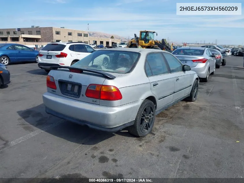 1999 Honda Civic Lx VIN: 2HGEJ6573XH560209 Lot: 40366319