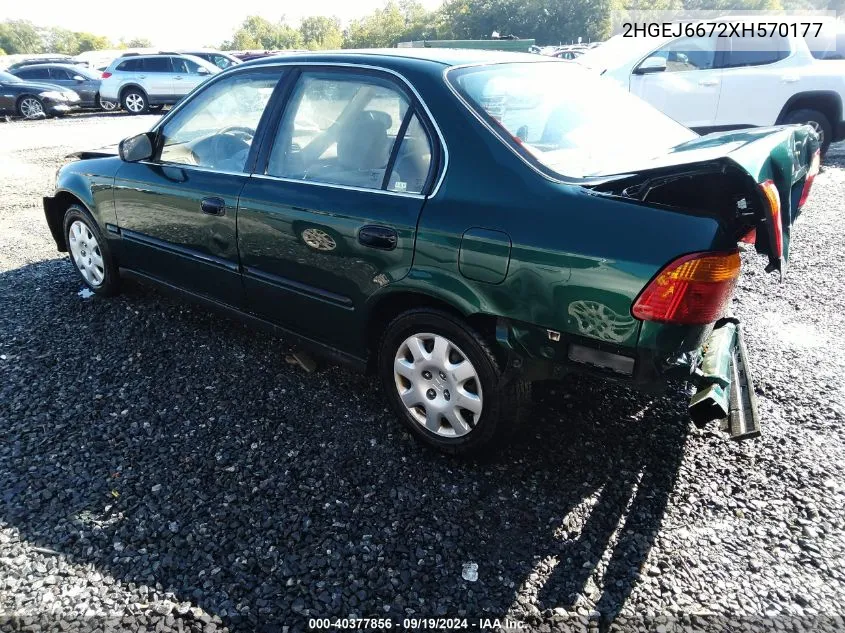 1999 Honda Civic Lx VIN: 2HGEJ6672XH570177 Lot: 40377856