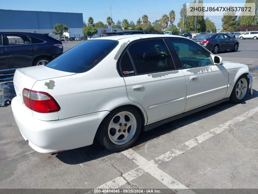 1999 Honda Civic Ex VIN: 2HGEJ8647XH537872 Lot: 40414045