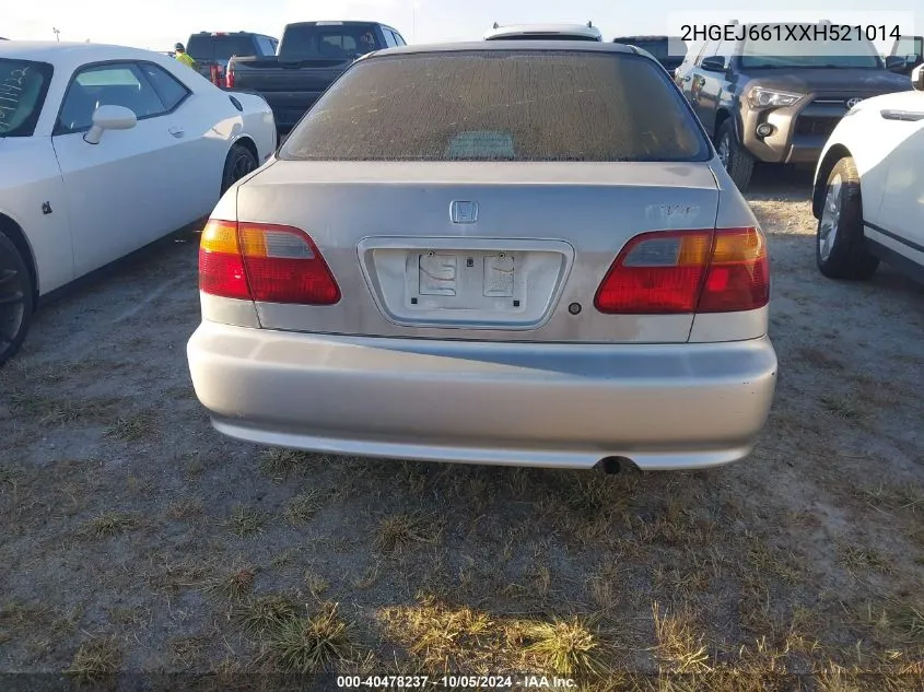 1999 Honda Civic Se VIN: 2HGEJ661XXH521014 Lot: 40478237