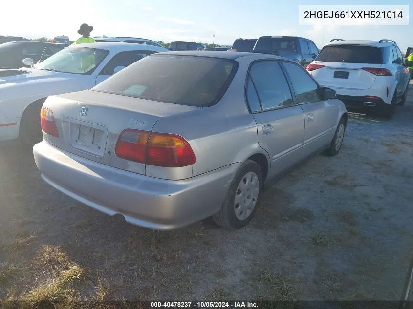 1999 Honda Civic Se VIN: 2HGEJ661XXH521014 Lot: 40478237