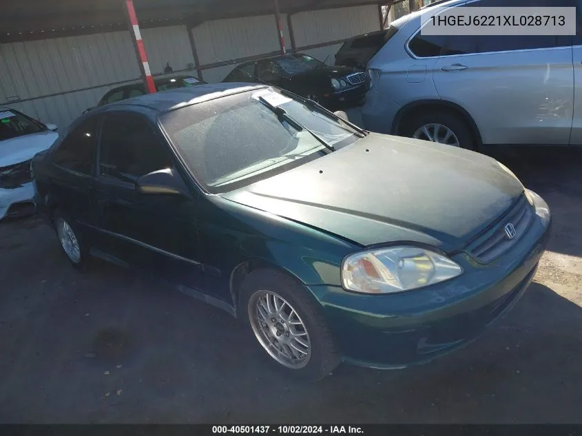 1999 Honda Civic Dx VIN: 1HGEJ6221XL028713 Lot: 40501437