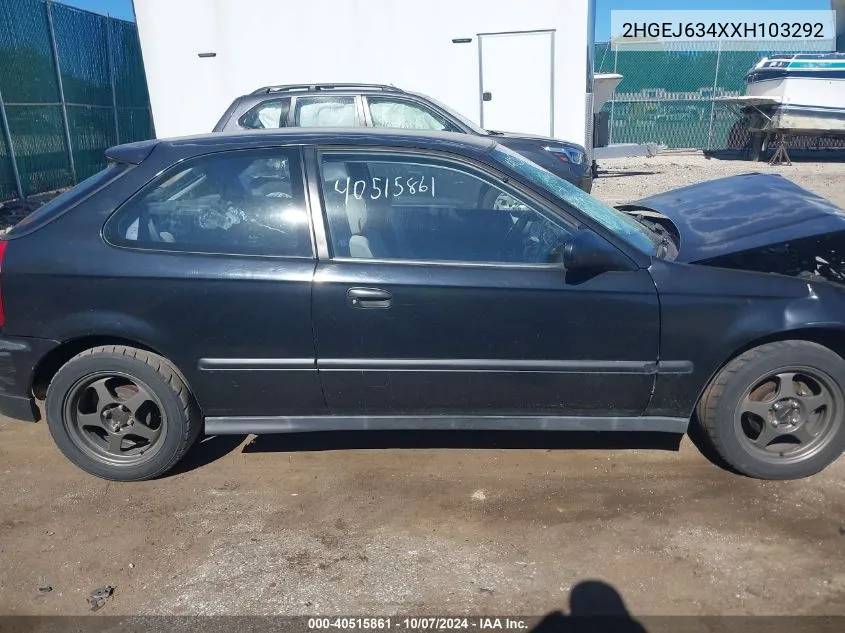 1999 Honda Civic Dx VIN: 2HGEJ634XXH103292 Lot: 40515861