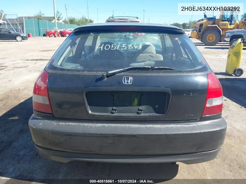 1999 Honda Civic Dx VIN: 2HGEJ634XXH103292 Lot: 40515861