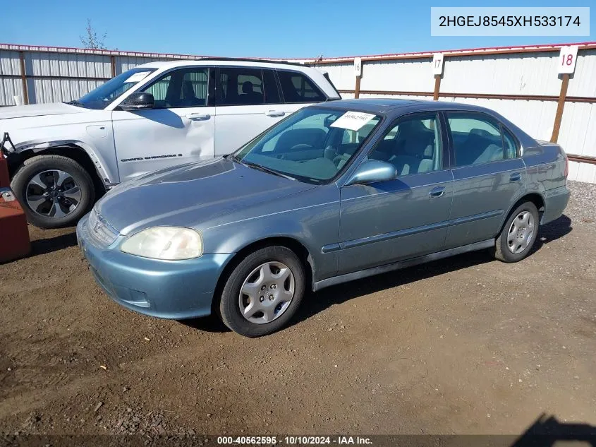 1999 Honda Civic Ex VIN: 2HGEJ8545XH533174 Lot: 40562595