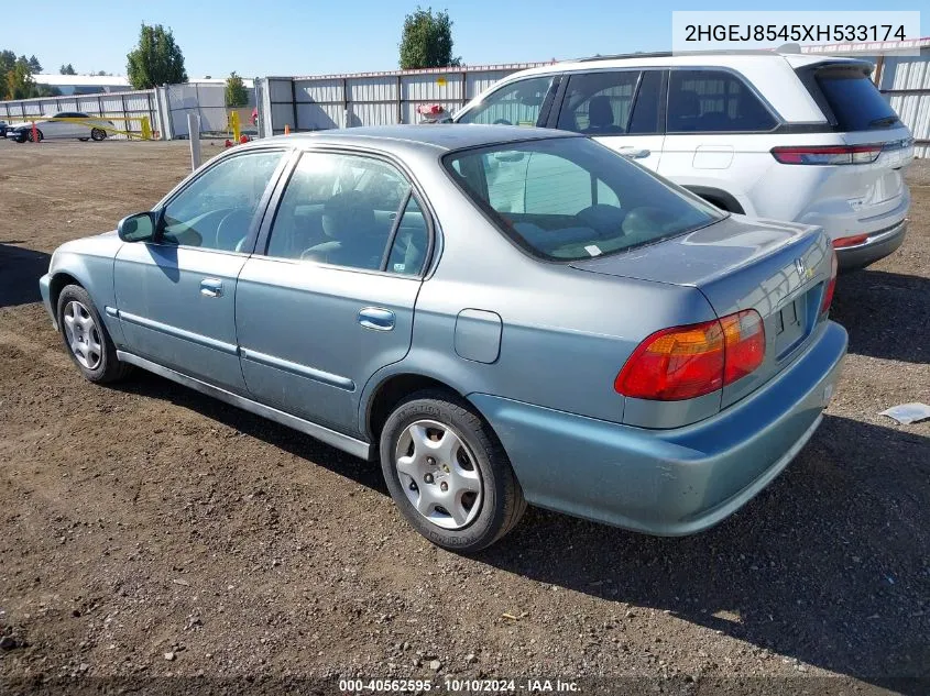 1999 Honda Civic Ex VIN: 2HGEJ8545XH533174 Lot: 40562595