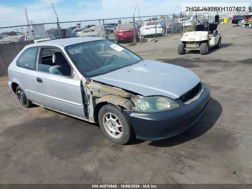 1999 Honda Civic Cx VIN: 2HGEJ6328XH107422 Lot: 40570640