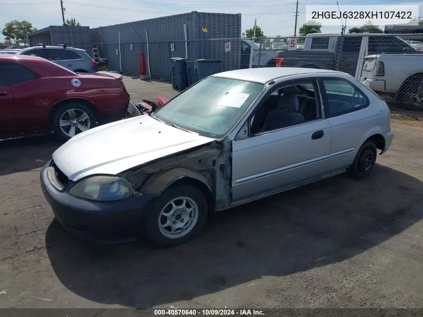 1999 Honda Civic Cx VIN: 2HGEJ6328XH107422 Lot: 40570640