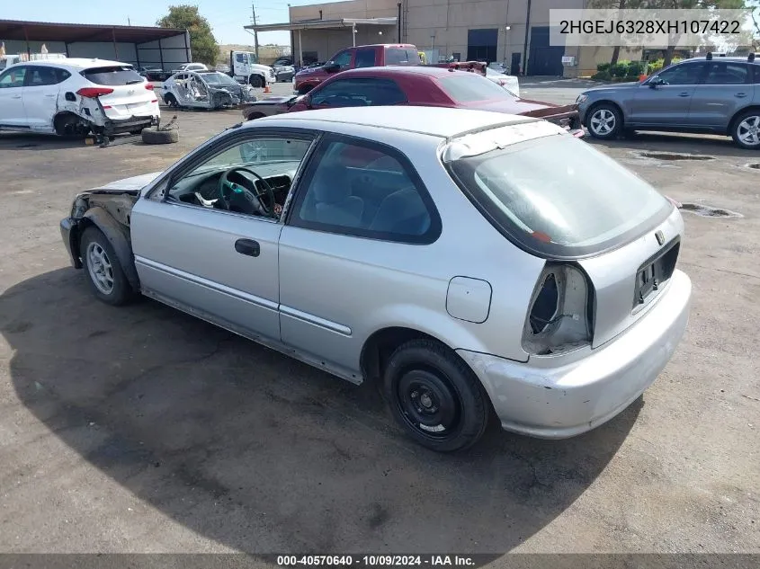 1999 Honda Civic Cx VIN: 2HGEJ6328XH107422 Lot: 40570640