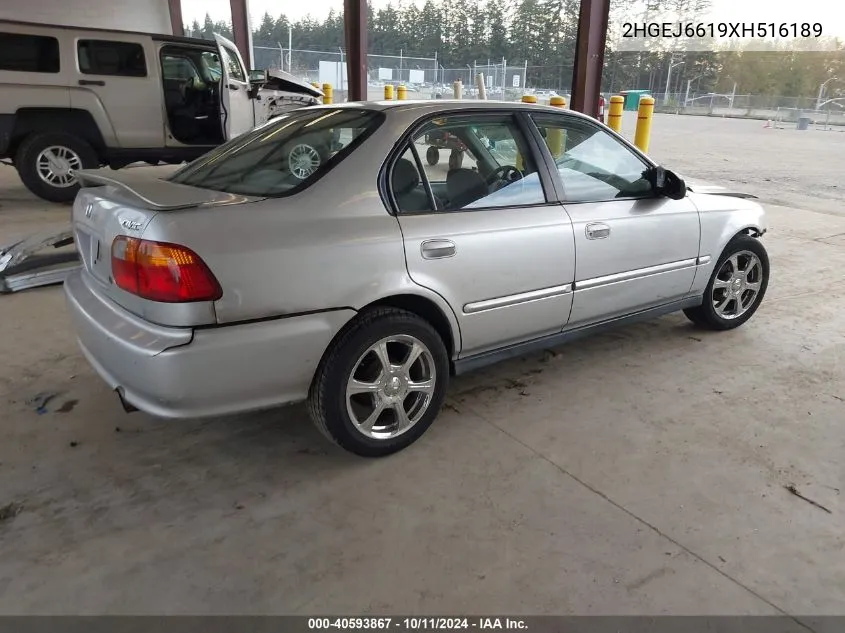 1999 Honda Civic Value Package VIN: 2HGEJ6619XH516189 Lot: 40593867