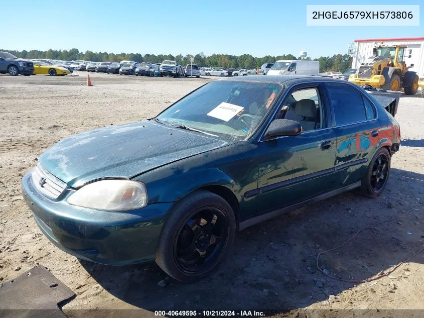 1999 Honda Civic Lx VIN: 2HGEJ6579XH573806 Lot: 40649595