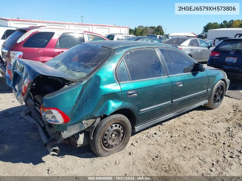 1999 Honda Civic Lx VIN: 2HGEJ6579XH573806 Lot: 40649595