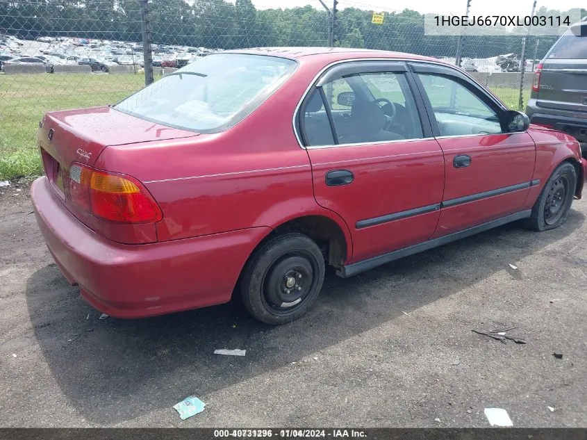 1HGEJ6670XL003114 1999 Honda Civic Lx