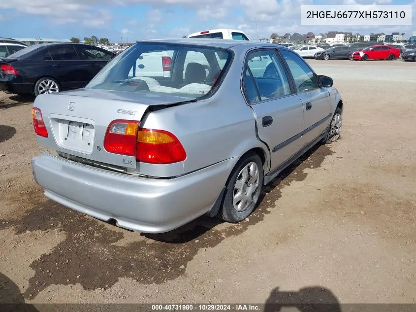 1999 Honda Civic Lx VIN: 2HGEJ6677XH573110 Lot: 40731980