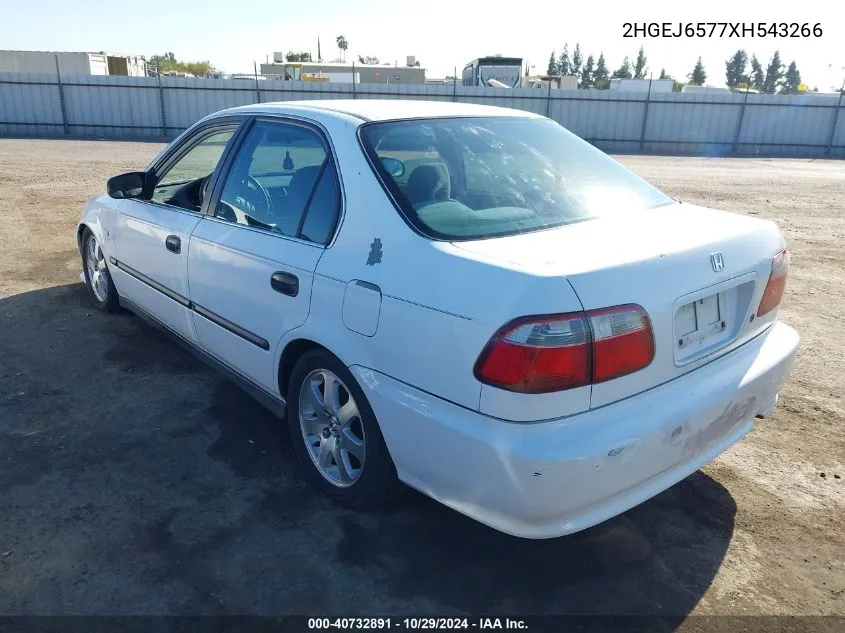 1999 Honda Civic Lx VIN: 2HGEJ6577XH543266 Lot: 40732891