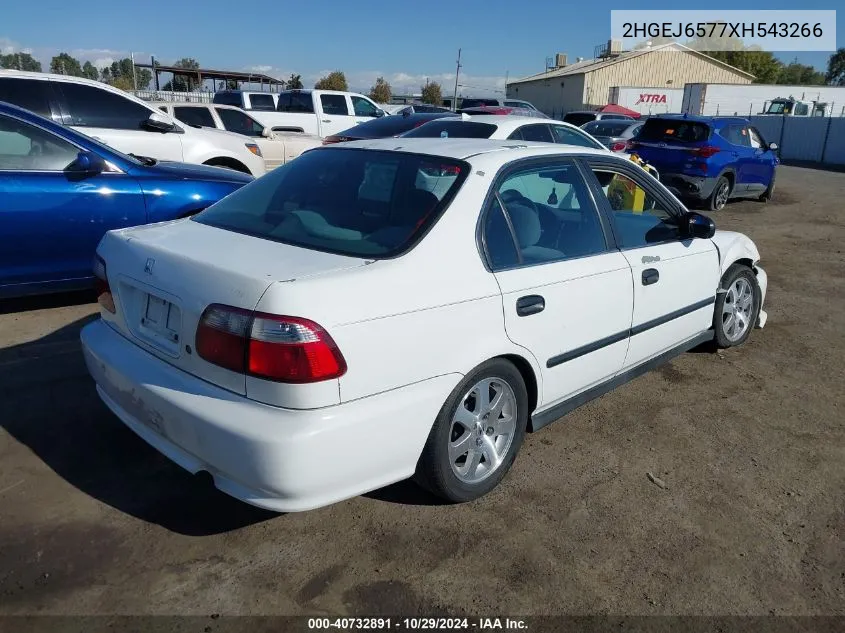 1999 Honda Civic Lx VIN: 2HGEJ6577XH543266 Lot: 40732891