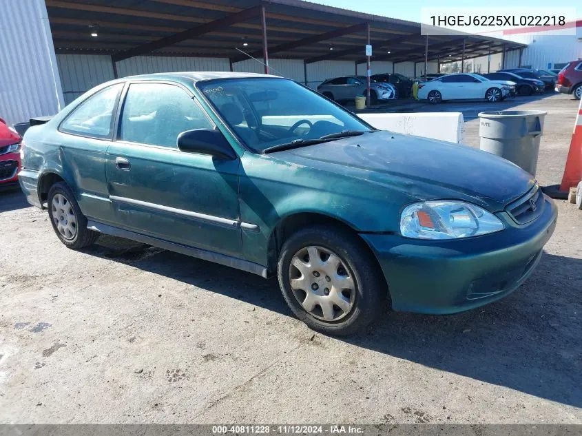 1999 Honda Civic Dx VIN: 1HGEJ6225XL022218 Lot: 40811228