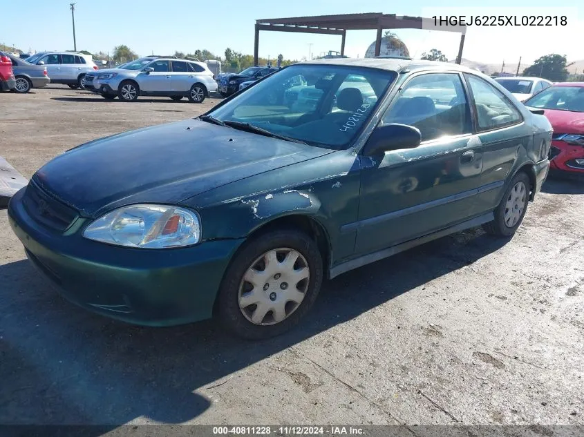 1999 Honda Civic Dx VIN: 1HGEJ6225XL022218 Lot: 40811228