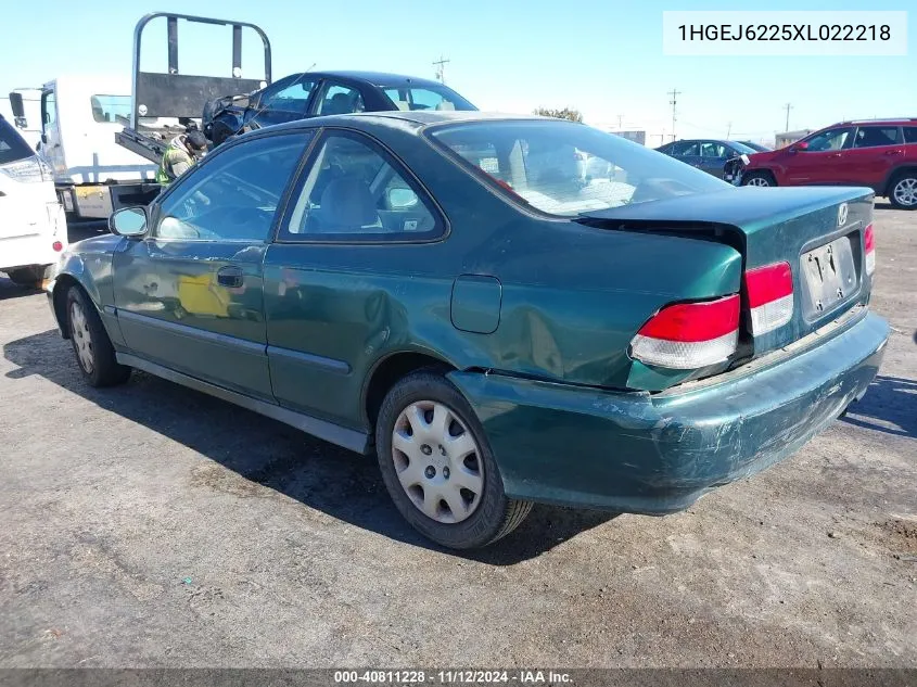 1999 Honda Civic Dx VIN: 1HGEJ6225XL022218 Lot: 40811228