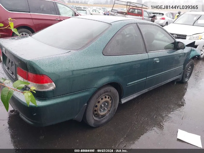 2000 Honda Civic Ex VIN: 1HGEJ8144YL039365 Lot: 40444197