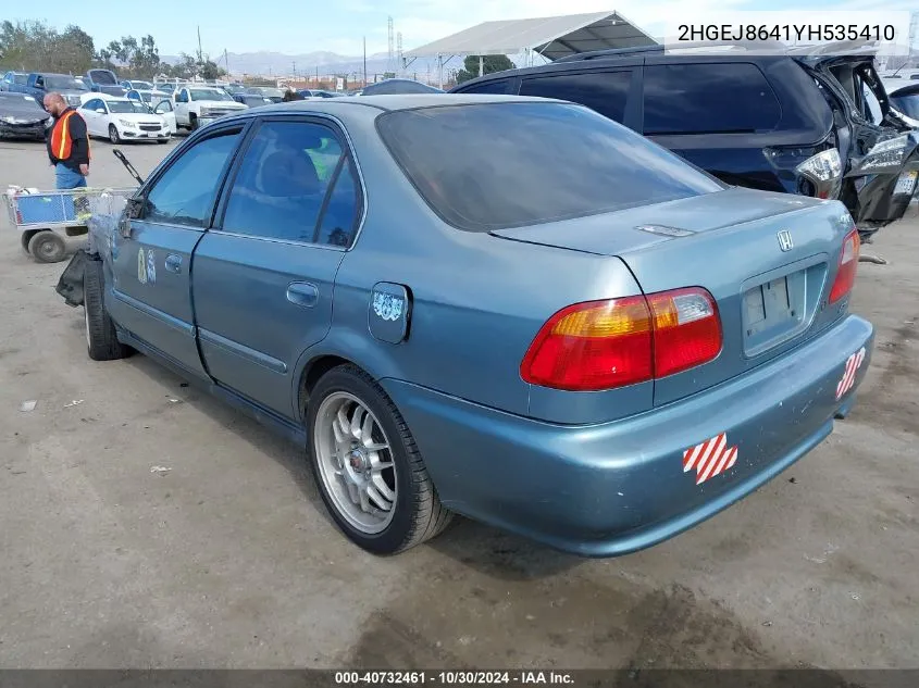 2000 Honda Civic Ex VIN: 2HGEJ8641YH535410 Lot: 40732461