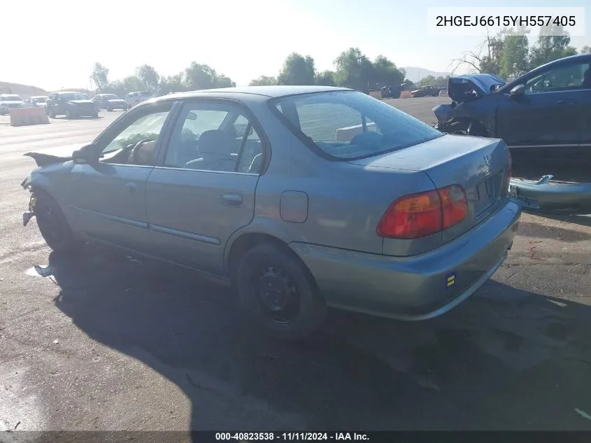 2000 Honda Civic Value Package VIN: 2HGEJ6615YH557405 Lot: 40823538