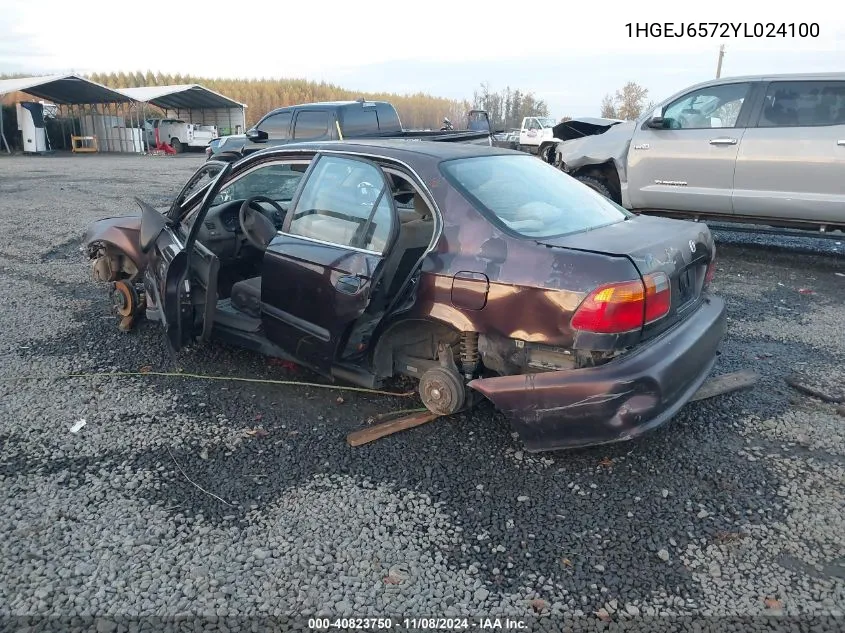 2000 Honda Civic Lx VIN: 1HGEJ6572YL024100 Lot: 40823750