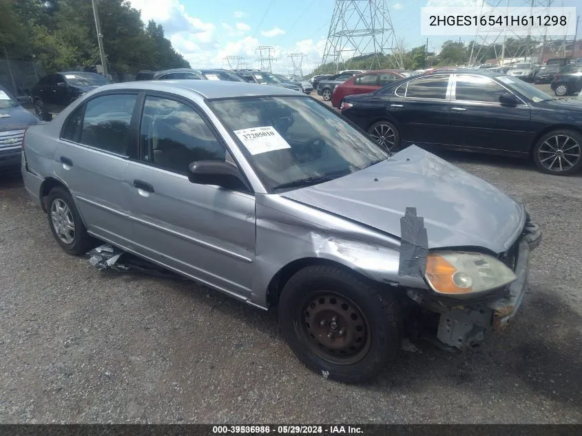 2001 Honda Civic Lx VIN: 2HGES16541H611298 Lot: 39536986