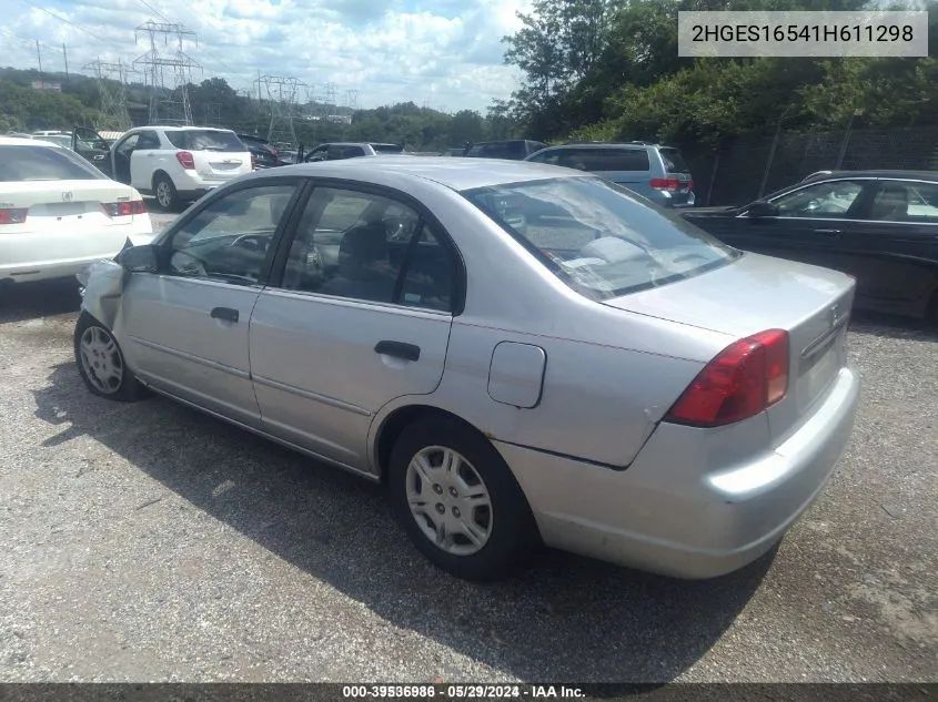 2001 Honda Civic Lx VIN: 2HGES16541H611298 Lot: 39536986