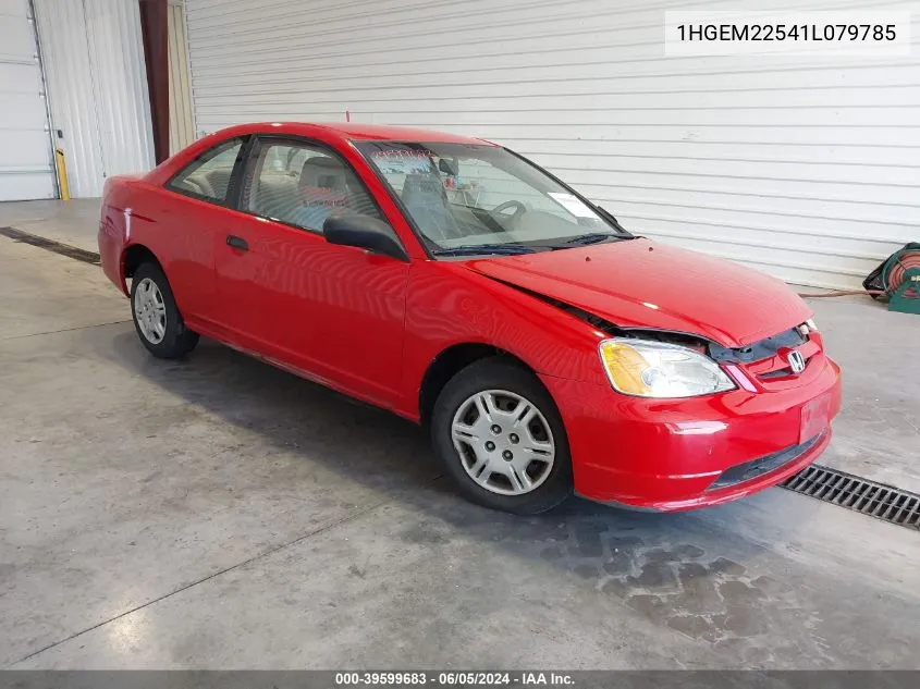 2001 Honda Civic Lx VIN: 1HGEM22541L079785 Lot: 39599683