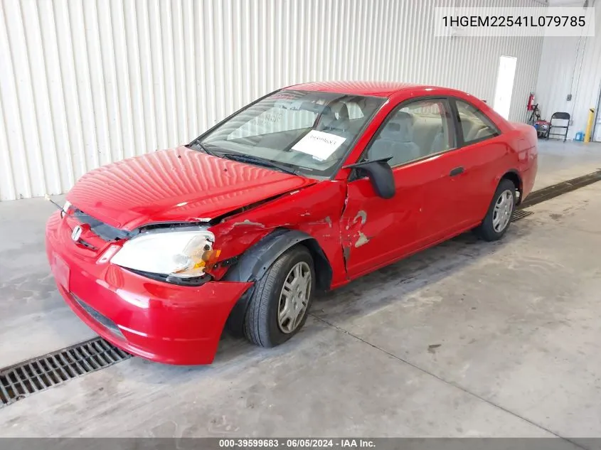 2001 Honda Civic Lx VIN: 1HGEM22541L079785 Lot: 39599683