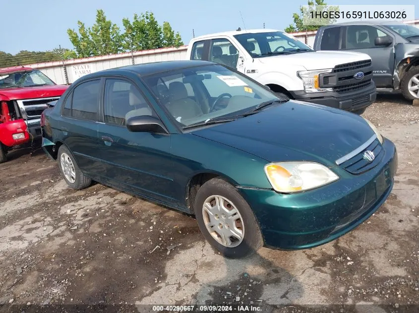 1HGES16591L063026 2001 Honda Civic Lx