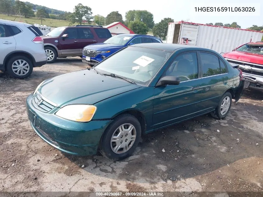 1HGES16591L063026 2001 Honda Civic Lx