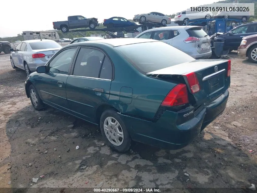 1HGES16591L063026 2001 Honda Civic Lx