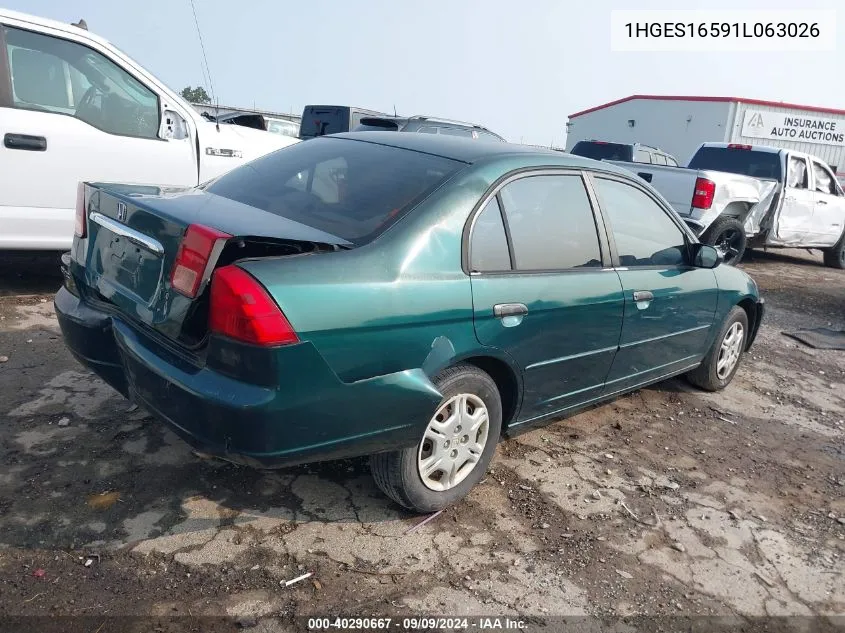 1HGES16591L063026 2001 Honda Civic Lx