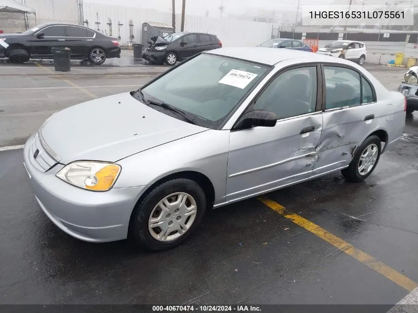 1HGES16531L075561 2001 Honda Civic Lx