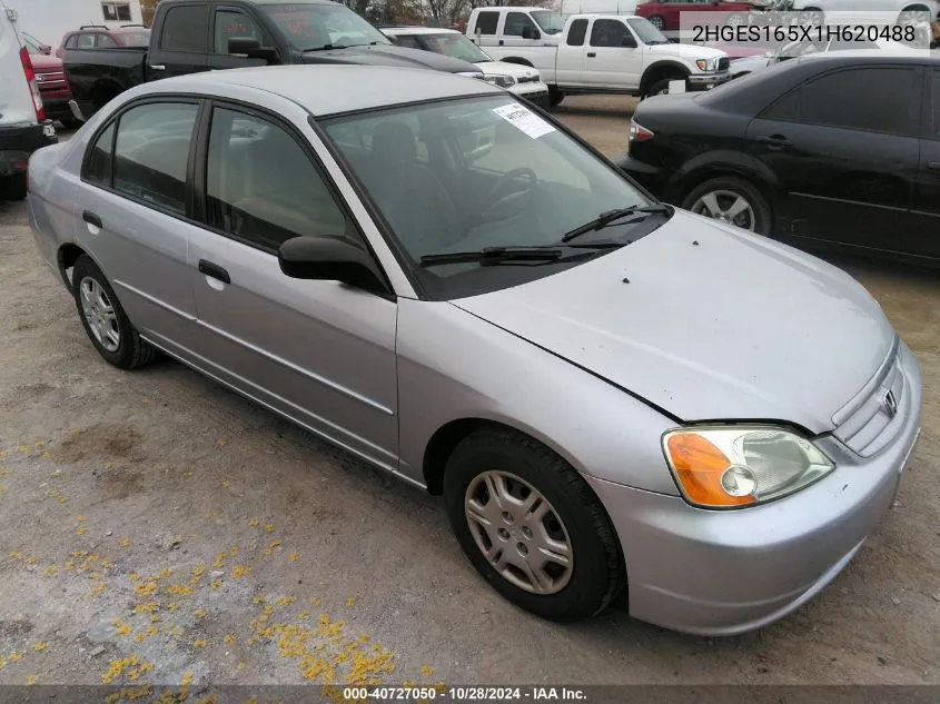 2001 Honda Civic Lx VIN: 2HGES165X1H620488 Lot: 40727050