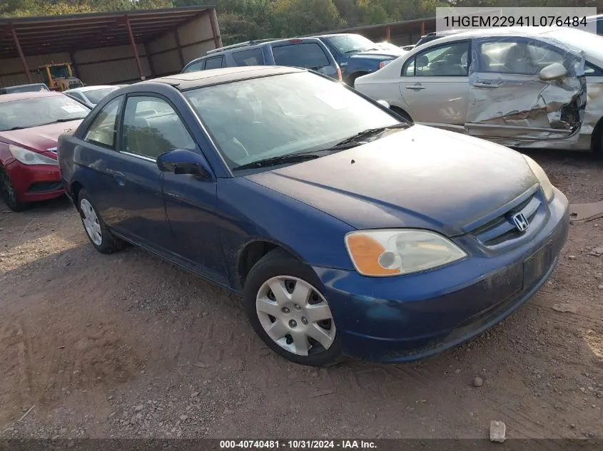 2001 Honda Civic Ex VIN: 1HGEM22941L076484 Lot: 40740481