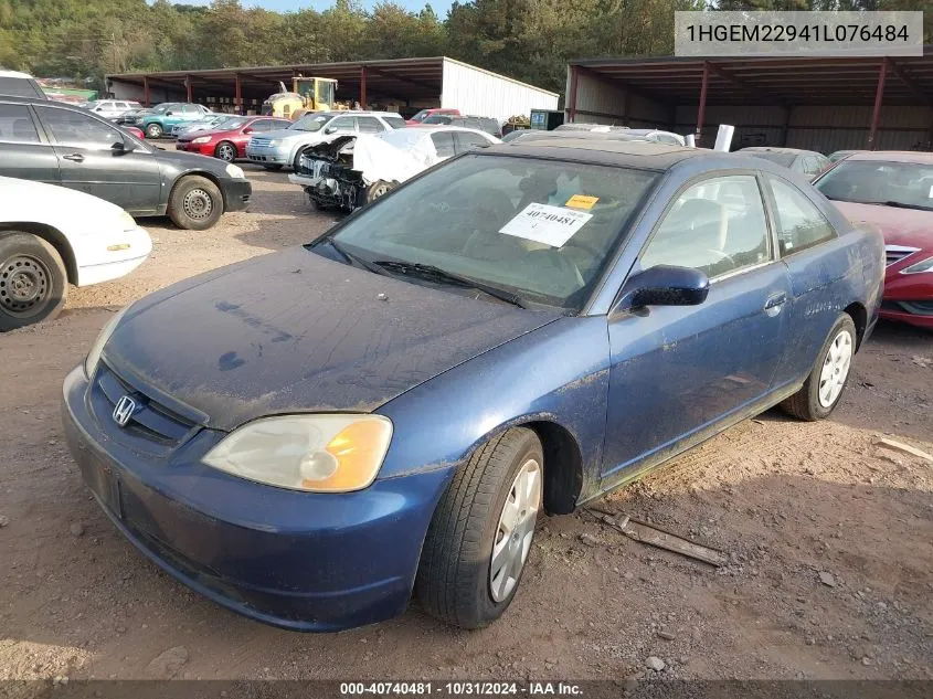 2001 Honda Civic Ex VIN: 1HGEM22941L076484 Lot: 40740481