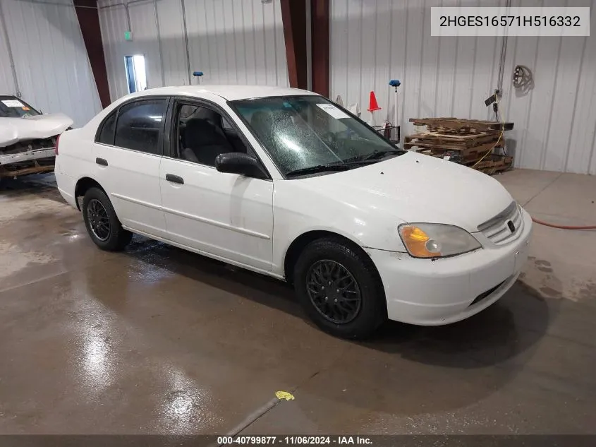 2001 Honda Civic Lx VIN: 2HGES16571H516332 Lot: 40799877