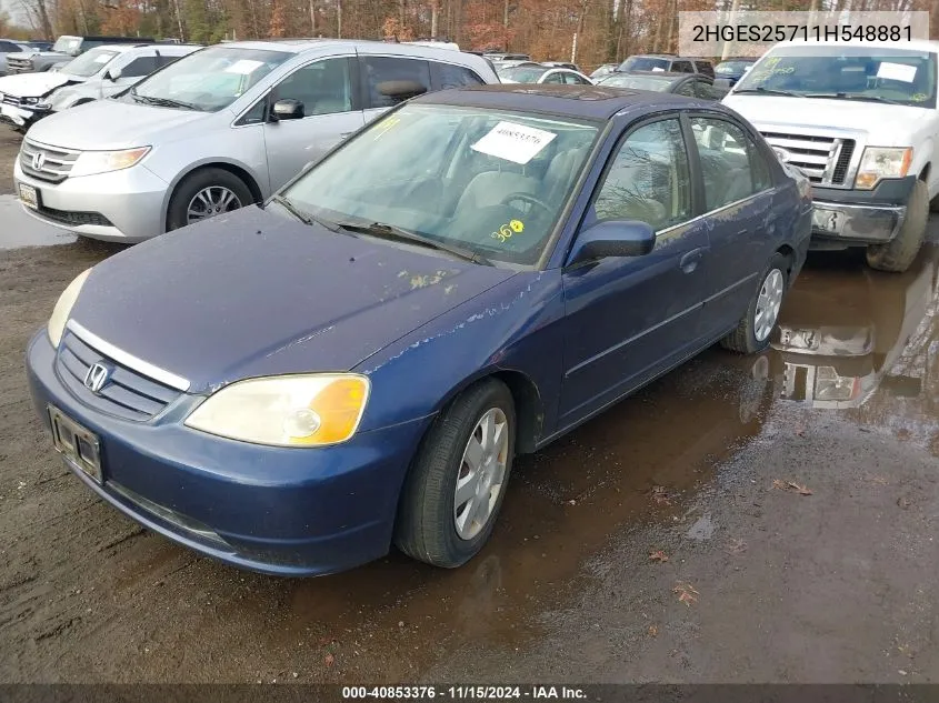 2001 Honda Civic Ex VIN: 2HGES25711H548881 Lot: 40853376