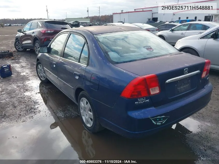 2001 Honda Civic Ex VIN: 2HGES25711H548881 Lot: 40853376