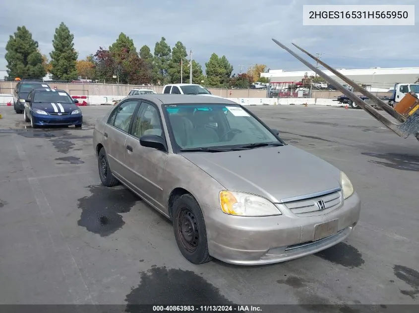 2001 Honda Civic Lx VIN: 2HGES16531H565950 Lot: 40863983